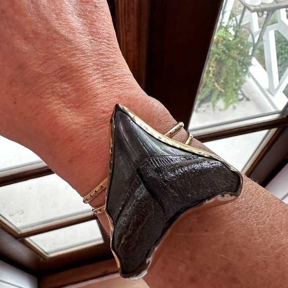 Zulu Cuff by Kate Davis, Charleston. Megladon tooth w/gold fill. Stunning on❤️ - Picture 2 of 2